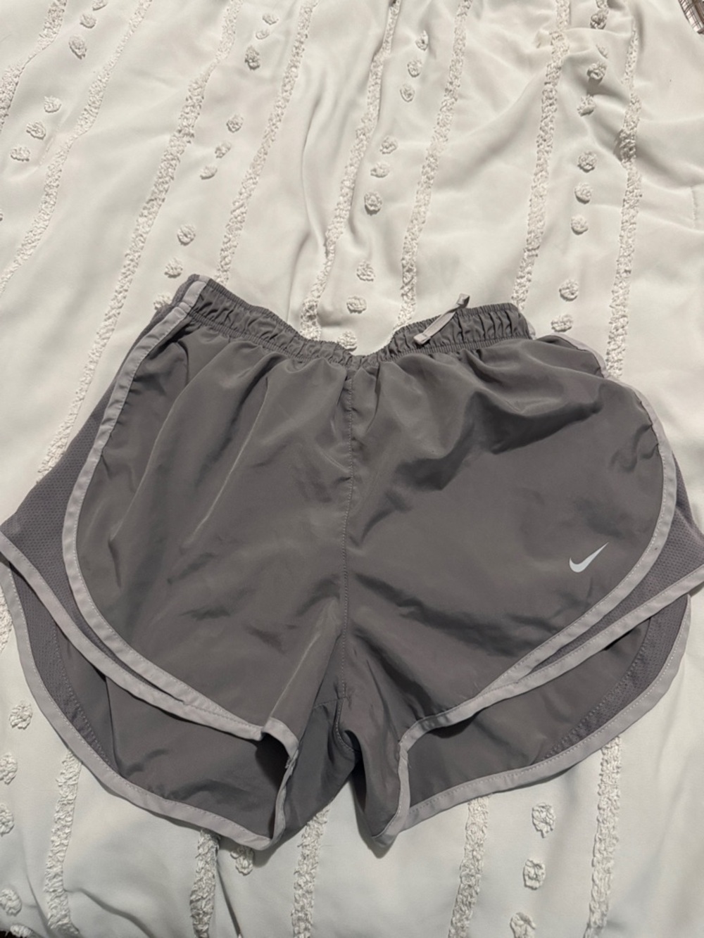 Nike Women's Gray Athletic Running Shorts with Reflective Swoosh